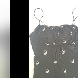 Ruche bust Yin Yang Mesh lined Dress